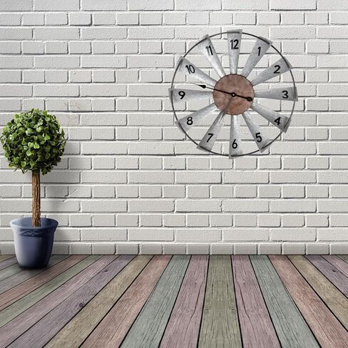Everything Help Enterprises Large Windmill Wall Clock - Big Rustic Decorative Oversized Clock for Farmhouse, Home Decor, Living Room, Bedroom Decor, Non Ticking, Battery Operated in Saudi Arabia