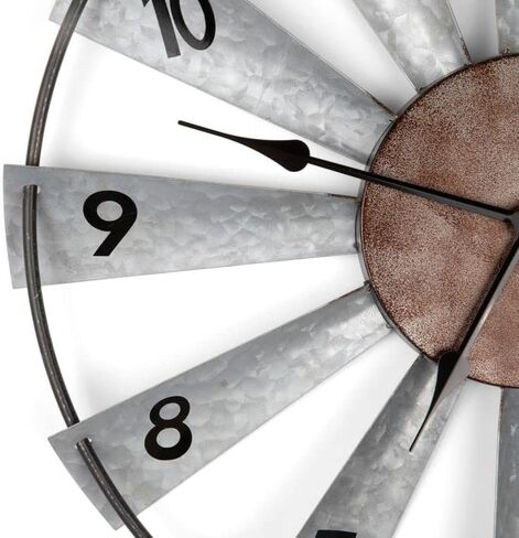 Everything Help Enterprises Large Windmill Wall Clock - Big Rustic Decorative Oversized Clock for Farmhouse, Home Decor, Living Room, Bedroom Decor, Non Ticking, Battery Operated in Saudi Arabia