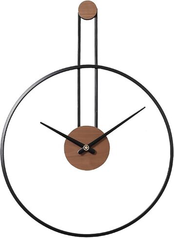 YISITEONE Large Decorative Wall Clock for Living Room,Metal & Walnut Dial Home Decor Silent Non Ticking Lightweight Clocks for Bedroom, Farmhouse, Office Decorations, 28.7''×21.6'',Black in Kuwait