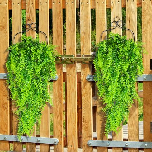 4 Pack Artificial Hanging Plants Fake Hanging Ferns Boston, Plastic Ivy Vines UV Resistant Faux Greenery Wall Plants for Outdoor Indoor Porch Yard Patio Office Garden Home Decor in Saudi Arabia