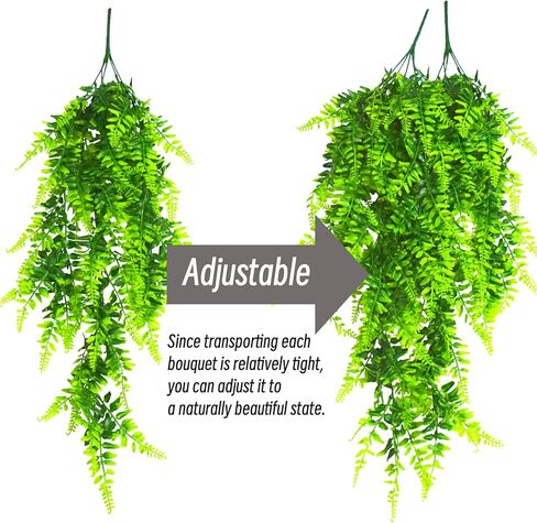 4 Pack Artificial Hanging Plants Fake Hanging Ferns Boston, Plastic Ivy Vines UV Resistant Faux Greenery Wall Plants for Outdoor Indoor Porch Yard Patio Office Garden Home Decor in Saudi Arabia