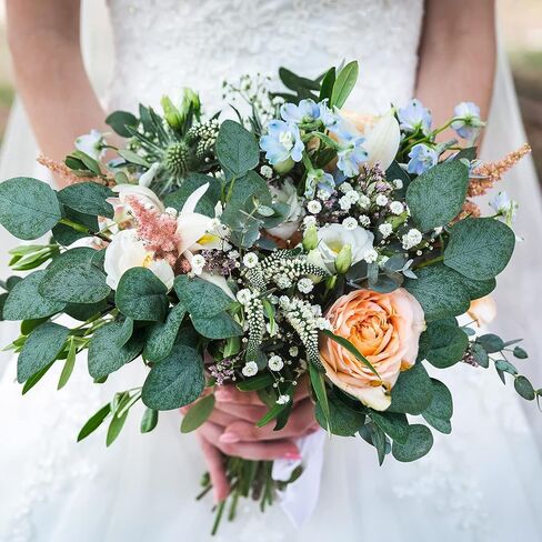 STYLUXEYRAYS 20Pcs Artificial Eucalyptus Leaves Stems Bulk Dried Fake Silver Dollar Real Eucalyptus Branches Plant in Gray Green for DIY Vase Wedding Bouquets Centerpieces Greenery Floral Arrangement in Kuwait