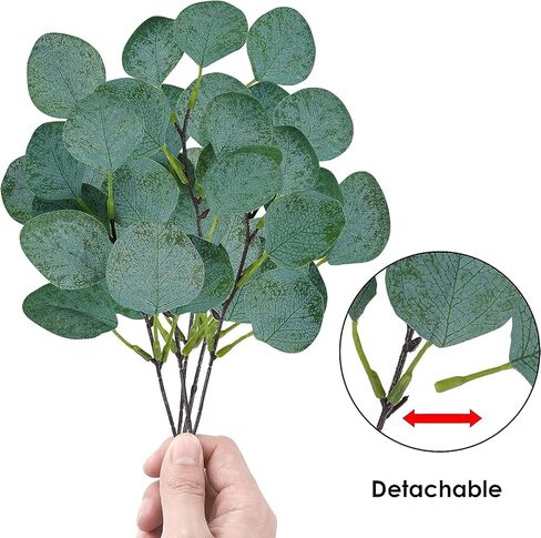 STYLUXEYRAYS 20Pcs Artificial Eucalyptus Leaves Stems Bulk Dried Fake Silver Dollar Real Eucalyptus Branches Plant in Gray Green for DIY Vase Wedding Bouquets Centerpieces Greenery Floral Arrangement in Kuwait