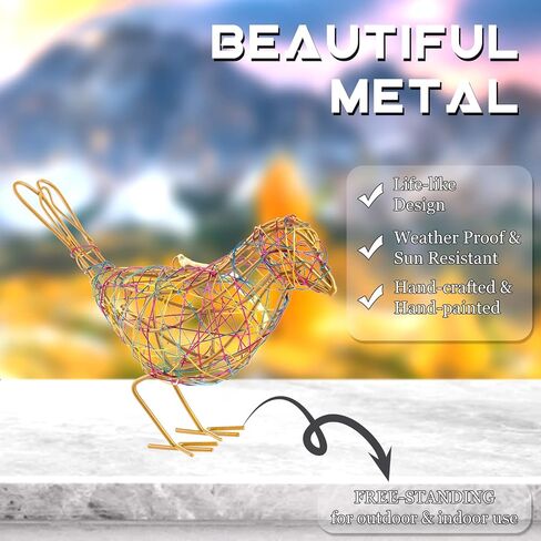 Handmade Bird Statue Rustic Table Decor Trio, Rattan Bird Figurine Farmhouse Shelf Decor, Handing Metal Bird Sculptures for Home Decoration, Christmas Ornament & Memo Clip in Kuwait