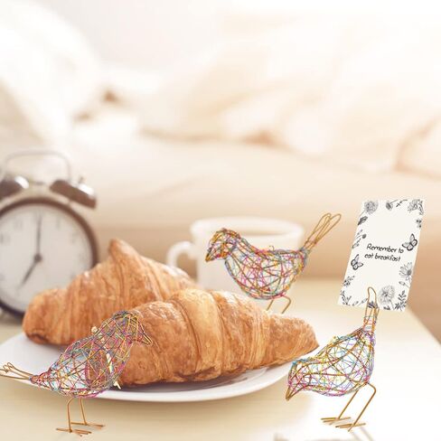 Handmade Bird Statue Rustic Table Decor Trio, Rattan Bird Figurine Farmhouse Shelf Decor, Handing Metal Bird Sculptures for Home Decoration, Christmas Ornament & Memo Clip in Kuwait