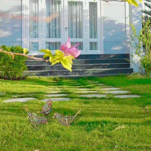 Handmade Bird Statue Rustic Table Decor Trio, Rattan Bird Figurine Farmhouse Shelf Decor, Handing Metal Bird Sculptures for Home Decoration, Christmas Ornament & Memo Clip in Kuwait