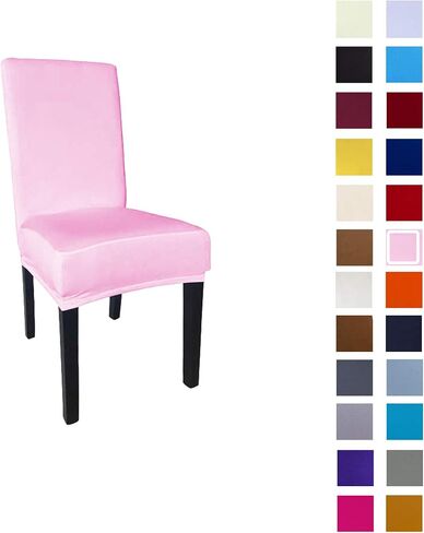 Spandex Fabric Stretch Removable Washable Dining Room Chair Cover Protector Seat Slipcovers(Black,4) in Kuwait