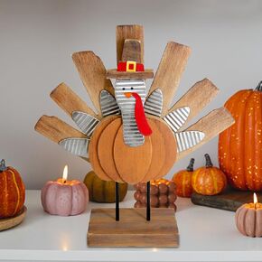 Zcaukya Thanksgiving Turkey Decoration, Wooden Indoor Standing Tabletop Turkey Decor for Home Office Bedroom Kitchen Thanksgiving Harvest Day Decorations in Saudi Arabia