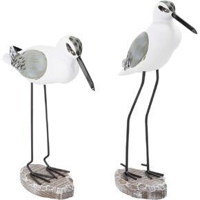 Milisten 2pcs Wooden Seagull Figurine Nautical Decorations Desktop Ornaments Rustic Vintage Sea Bird Sculpture Mediterranean Coastal Beach Home Art Holiday Green