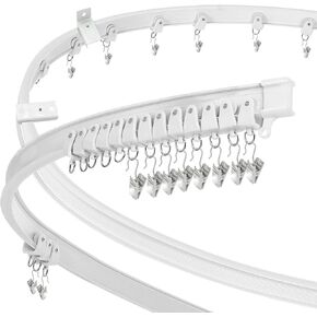 Ceiling Curtain Track, Flexible Bendable Curtain Track Ceiling Mount 8 FT, Room Divider Ceiling Track for Curtains, Curved Sliding Curtain Rail Track Wall Mount for Bay Window, RV, Hospital System