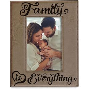 KATE POSH Family is Everything Engraved Leather Picture Frame (4x6-Horizontal)