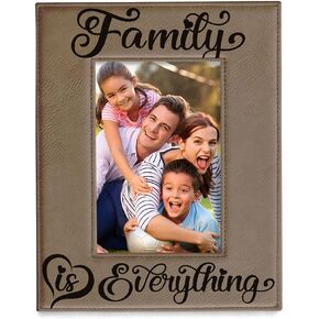KATE POSH Family is Everything Engraved Leather Picture Frame (4x6-Horizontal)