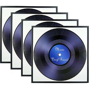 4 Pack Black Aluminum Vinyl Record Frame 12.5x12.5 Inch | Displays LP album covers, equipped with butterfly sawtooth hanger & spring clips for easy wall mounting in Saudi Arabia