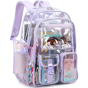 abshoo Large Clear Backpack For Girls Women School Bookbag Heavy Duty Transparent Backpack (Black)