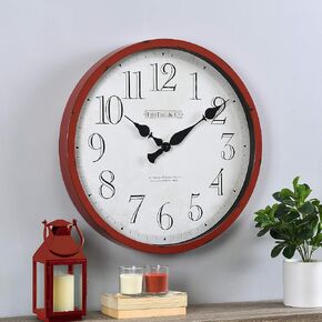 FirsTime & Co. Teal Bellamy Wall Clock, Large Vintage Decor for Living Room, Home Office, Round, Plastic, Farmhouse, 24 Inches