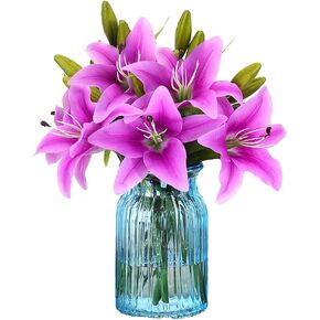 Artificial Tiger Lily Latex Real Touch Flower Home Wedding Party Decor,Pack of 5 (Orange) in Saudi Arabia