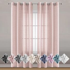 MISS SELETEX Natural Linen Sheer Curtains for Living Room Elegant Solid Window Drapes Grommet Top Light Filtering Curtain Window Voile Panels Linen Textured Panels for Bedroom 2 Panels 52Wx63L Black in Kuwait