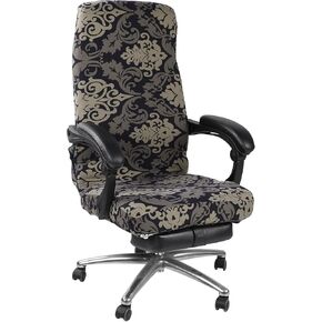 SearchI Office Chair Cover with Durable Zipper, Printed Washable Stretchable Desk Chair Cover, High Back Computer Chair Cover, Office Chair Seat Slipcover (Flower, Large)