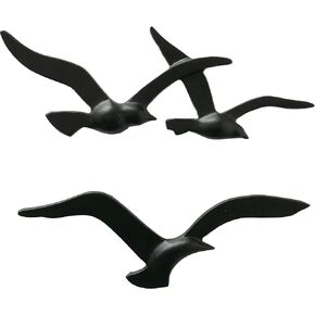 WHW Whole House Worlds Americana Flying Birds Metal Wall Decor Art, Handcrafted, Cast of Aluminum, Black Matte Finish, Bas-relief, 15.25 Inches Wide and 13.25 Inches Wide in Kuwait