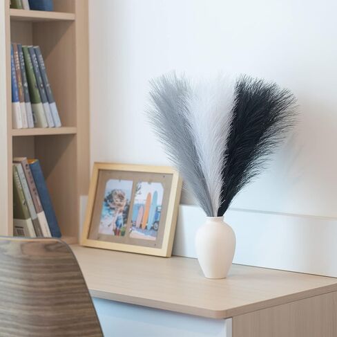 EVODIS Pampas Grass Decor، رقيق فو Pampas Grass 5 الجذعية 18 "/ 45 سم عشب أبهى ترتيب الزهور الصغيرة وحشو مزهرية لبوهو ديكور المنزل الزفاف (الأزرق الداكن) in Kuwait