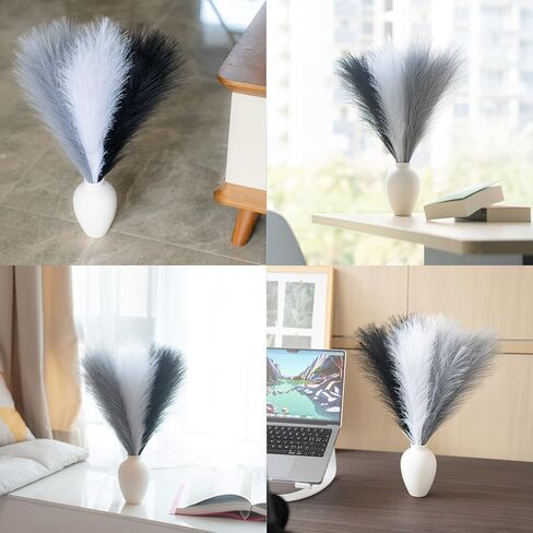 EVODIS Pampas Grass Decor، رقيق فو Pampas Grass 5 الجذعية 18 "/ 45 سم عشب أبهى ترتيب الزهور الصغيرة وحشو مزهرية لبوهو ديكور المنزل الزفاف (الأزرق الداكن) in Kuwait