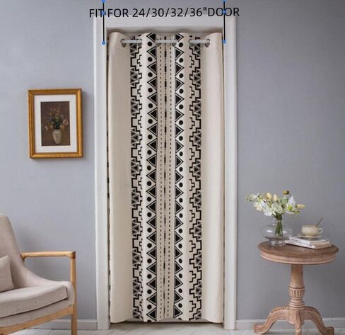 ستائر باب F-CHU Boho لخصوصية المداخل، ستائر مقسمة للغرفة، ستائر معزولة، لوحة واحدة مقاس 47 × 79 بوصة، مناسبة لعرض الباب 27-39 بوصة (لا تشمل شريط روما، قضيب تلسكوبي) in Kuwait