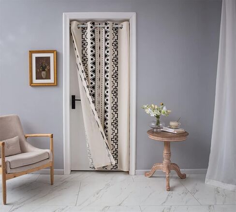 ستائر باب F-CHU Boho لخصوصية المداخل، ستائر مقسمة للغرفة، ستائر معزولة، لوحة واحدة مقاس 47 × 79 بوصة، مناسبة لعرض الباب 27-39 بوصة (لا تشمل شريط روما، قضيب تلسكوبي) in Kuwait