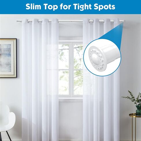 قضبان ستائر من 71 سم إلى 117 سم، قطر 1 1/8 بوصة قضبان ستارة بيضاء مجموعة قضيب ثقيلة الربط مع دعامات قابلة للتعديل لغرفة النوم وغرفة المعيشة والمطبخ in Kuwait