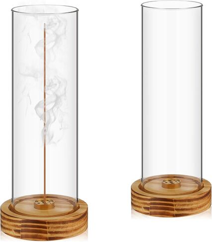 Didaey 2 Pieces Incense Holder for Sticks Removable Glass ash Catcher Wooden Incense Burner with Glass Ash Catcher Stick Holder for Home Yoga Meditation Gift Incense Sticks Holder Decor in Saudi Arabia