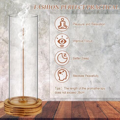 Didaey 2 Pieces Incense Holder for Sticks Removable Glass ash Catcher Wooden Incense Burner with Glass Ash Catcher Stick Holder for Home Yoga Meditation Gift Incense Sticks Holder Decor in Saudi Arabia