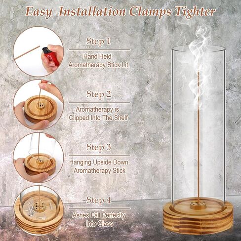Didaey 2 Pieces Incense Holder for Sticks Removable Glass ash Catcher Wooden Incense Burner with Glass Ash Catcher Stick Holder for Home Yoga Meditation Gift Incense Sticks Holder Decor in Saudi Arabia