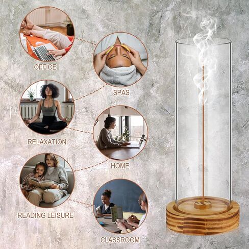 Didaey 2 Pieces Incense Holder for Sticks Removable Glass ash Catcher Wooden Incense Burner with Glass Ash Catcher Stick Holder for Home Yoga Meditation Gift Incense Sticks Holder Decor in Saudi Arabia