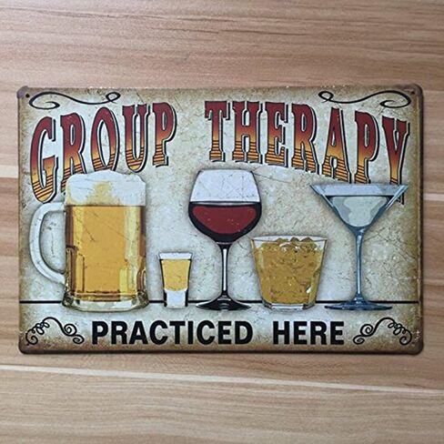 نولكس ملصق لوحة للمقهى والبار والحانة والجدران، لوحة فنية من القصدير بعبارة Group Therapy Practiced Here من القصدير المعدني العتيق in Kuwait