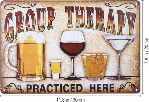 نولكس ملصق لوحة للمقهى والبار والحانة والجدران، لوحة فنية من القصدير بعبارة Group Therapy Practiced Here من القصدير المعدني العتيق in Kuwait