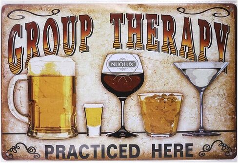 نولكس ملصق لوحة للمقهى والبار والحانة والجدران، لوحة فنية من القصدير بعبارة Group Therapy Practiced Here من القصدير المعدني العتيق in Kuwait