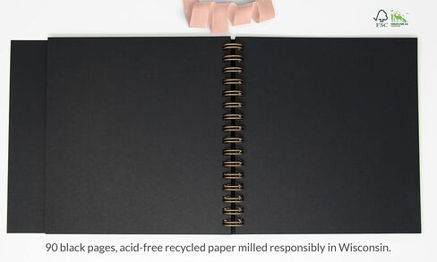 مود لا في البوم سجل قصاصات شهر العسل الخاص بنا، صورة 8.5 انش × صفحات سوداء، منقوش باللون الذهبي الوردي. هدية للاكسسوارات (BK)، OurHoneymoon_BLK in Kuwait