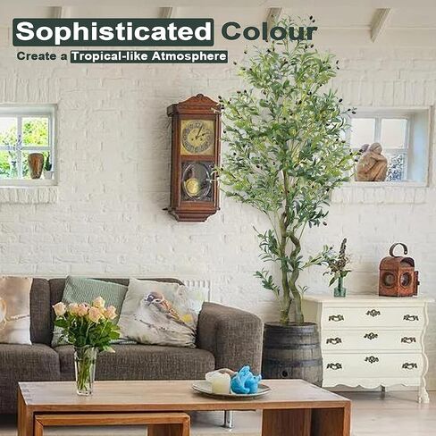 Worth Garden 7ft Artificial Olive Tree with 10’’ Woven Flower Basket, Realistic Fake Plant with Waterproof 100 LED String Lights, Greenery for Home Office Indoor Outdoor Decor. in Saudi Arabia
