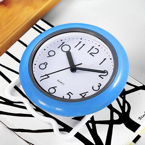 ساعة حائط مقاومة للماء للحمام، ساعة حائط داخلية مع كوب شفط، حركة كوارتز، إطار بلاستيكي، اختيار مرن للتعليق أو الوقوف، ساعة حائط صغيرة حديثة صامتة لغرفة المعيشة والمطبخ in Kuwait