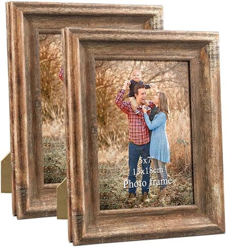 ZBEIVAN 2 Pack 4x6 Picture Frames Set Vintage Brown Art Rustic Photo Frame for Tabletop Stand or Wall Hanging in Saudi Arabia
