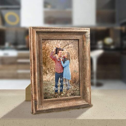 ZBEIVAN 2 Pack 4x6 Picture Frames Set Vintage Brown Art Rustic Photo Frame for Tabletop Stand or Wall Hanging in Saudi Arabia