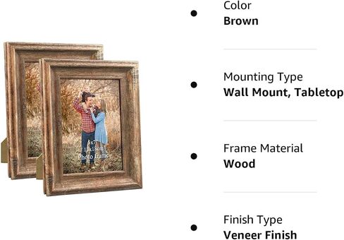 ZBEIVAN 2 Pack 4x6 Picture Frames Set Vintage Brown Art Rustic Photo Frame for Tabletop Stand or Wall Hanging in Saudi Arabia