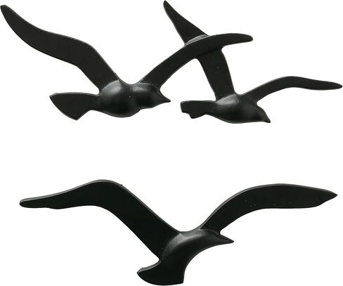 WHW Whole House Worlds Americana Flying Birds Metal Wall Decor Art, Handcrafted, Cast of Aluminum, Black Matte Finish, Bas-relief, 15.25 Inches Wide and 13.25 Inches Wide in Kuwait