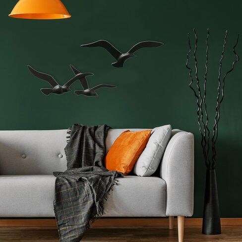 WHW Whole House Worlds Americana Flying Birds Metal Wall Decor Art, Handcrafted, Cast of Aluminum, Black Matte Finish, Bas-relief, 15.25 Inches Wide and 13.25 Inches Wide in Kuwait