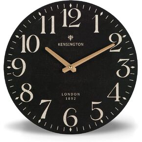 NIKKY HOME Farmhouse Black Wall Clock - 12 Inch Quartz Battery Operated Vintage Wooden Decorative Silent Analog Clock for Kitchen, Living Room, Bedroom, Office in Saudi Arabia
