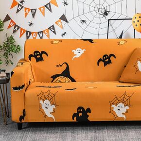 Halloween Printed Sofa Cover Ghost Elastic Couch Cover Machine Washable Halloween Theme Black Sofa Slipcover for Living Room(2 Seater) in Saudi Arabia