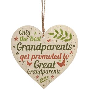Great Grandparents Wood Sign - Best Grandparents Get Promoted to Great Grandparents Plaque Gifts Present 4 x 4 inch