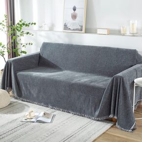 Reversible Sofa Cover Blanket Sectional Couch Cover Sheet Blanket for 3 Cushion Couch, Machine Washable Scratch-Proof Furniture Protector for Cats Dogs, 71’’ x118’’, Beige in Saudi Arabia