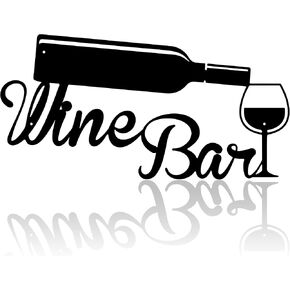 Wine Bar Metal Sign for Wall Decor Black Iron Wall Decor Art Plaque Decorations House Decorations Living Room Wall Hanging Decoration for Kitchen Dining Room Living Room Letter Signs for Wall Decor in Saudi Arabia