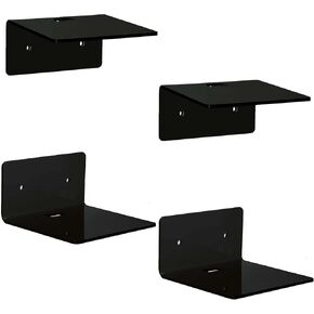 4 Pack Small Wall Shelf, 4'' Acrylic Floating Shelves for Wall, Acrylic Clear Furniture Shelves, Shelf Display Ledges for Wall Storage & Decoration with 2 Types of Installation (Black) in Saudi Arabia