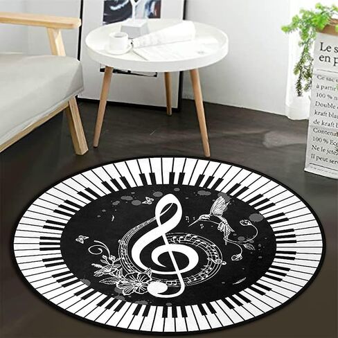 Boho Round Area Rug 3ft Soft Bohemian Mandala Rugs Non Slip Indoor Sofa Floor Area Mat Carpet for Living Room Sofa Bedroom Nursery Decor (Black) in Kuwait
